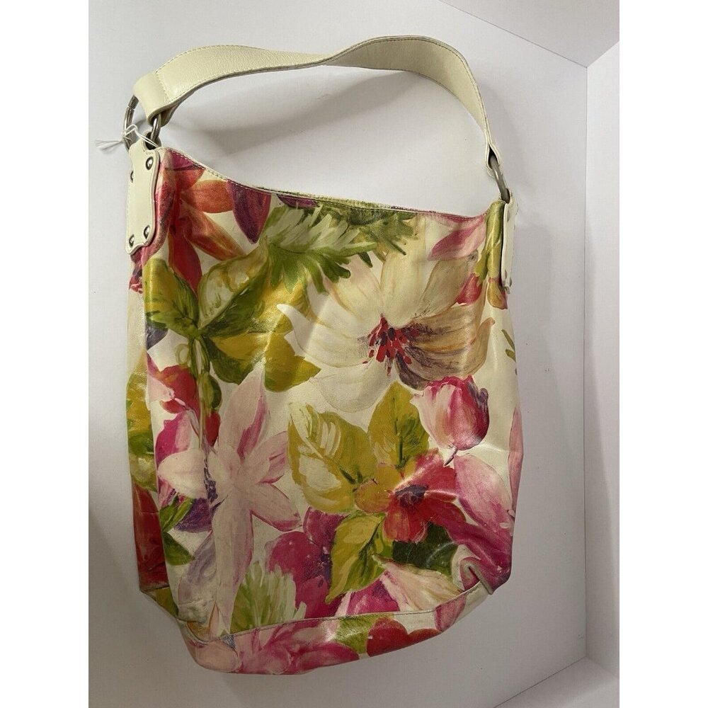 Maurizio Taiuti Italian Floral Leather Tote Shoulder Bag